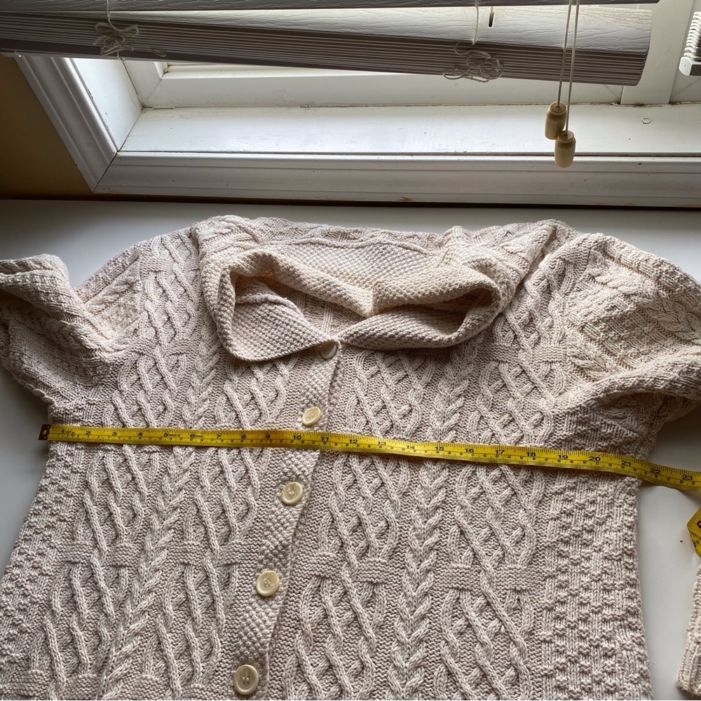 Parkhurst Northern Reflections Cable Knit Cardigan Sweater Shawl Collar Cream - Picture 11 of 14